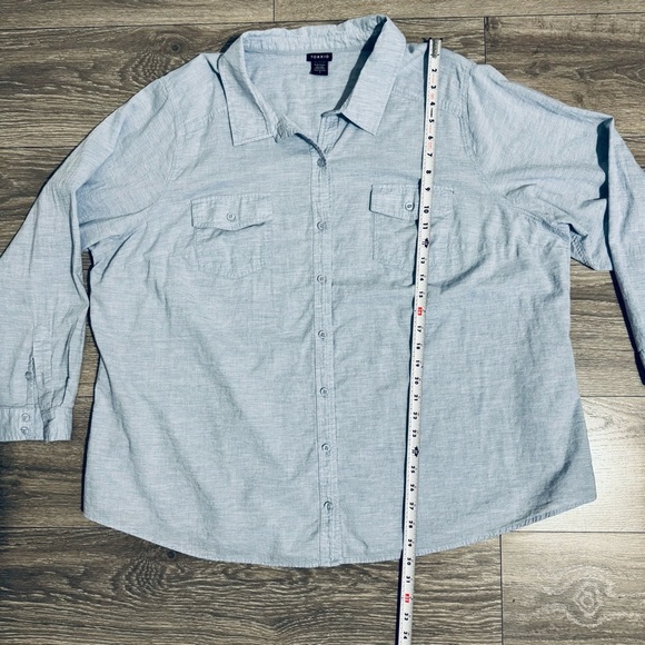 Torrid Women Light Blue Long Sleeve Button Down Collared Cotton Shirt Size 4 - Picture 14 of 15